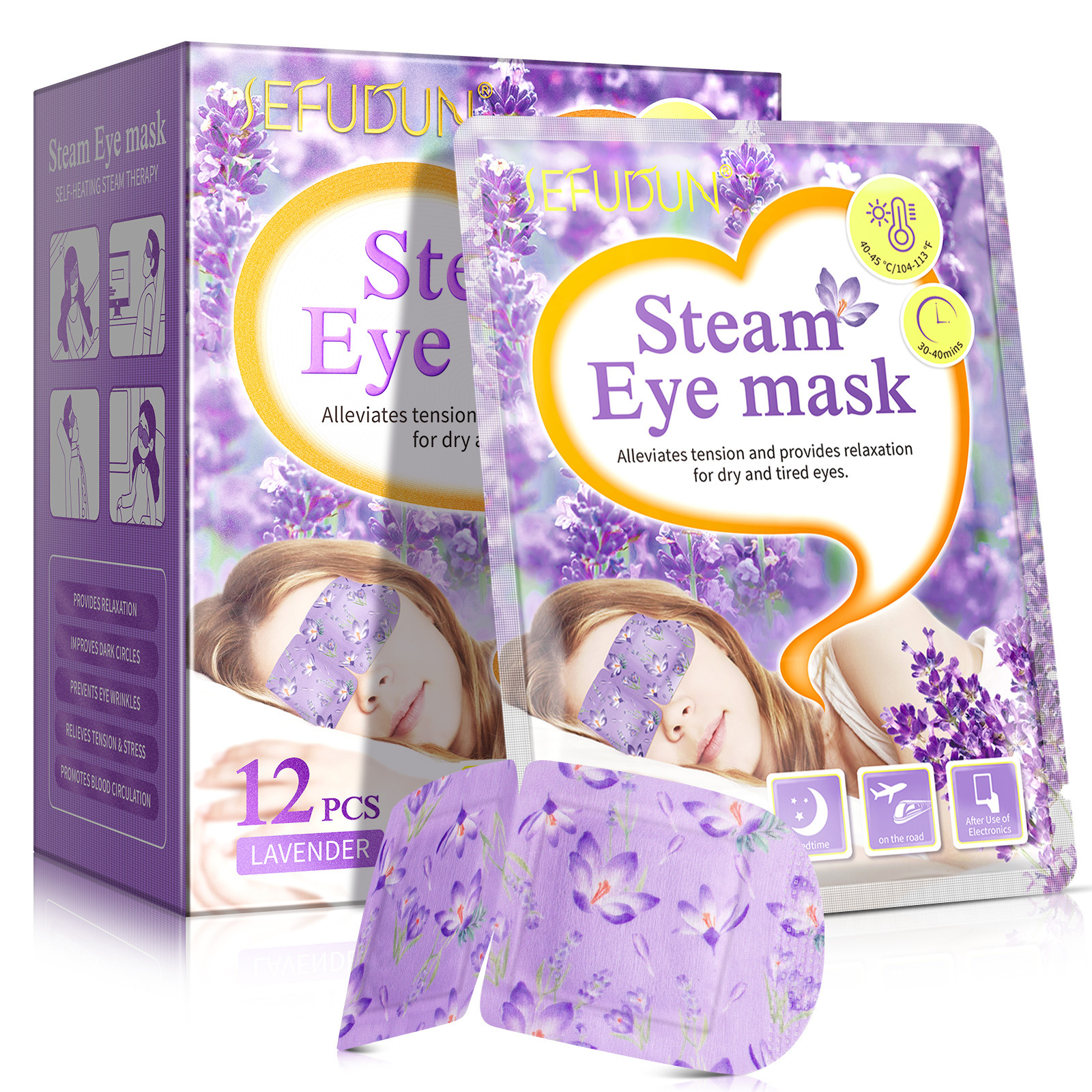 SEFUDUN improves dark circles relief fatigue sleep heated microporous steam hot eye masks lavender,steam eye mask