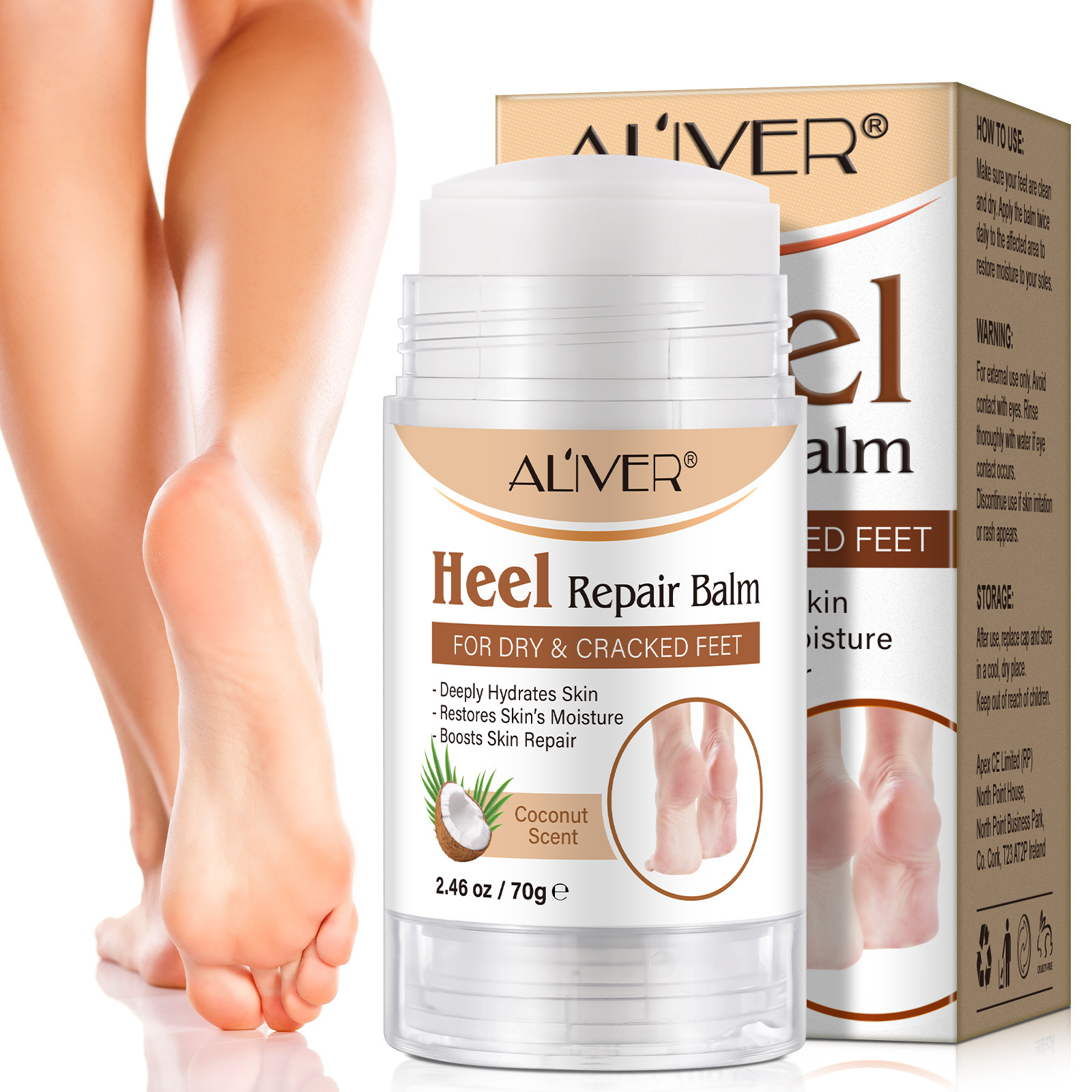 ALIVER coconut oil moisturizing foot care cosmetic cracked heel repair foot balm,private label custom foot balm stick