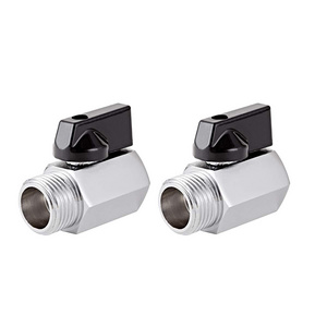 2 Pack Stainless Steel Mini Ball Valve 1/2" NPT Female x Male Thread with Stainless Handle