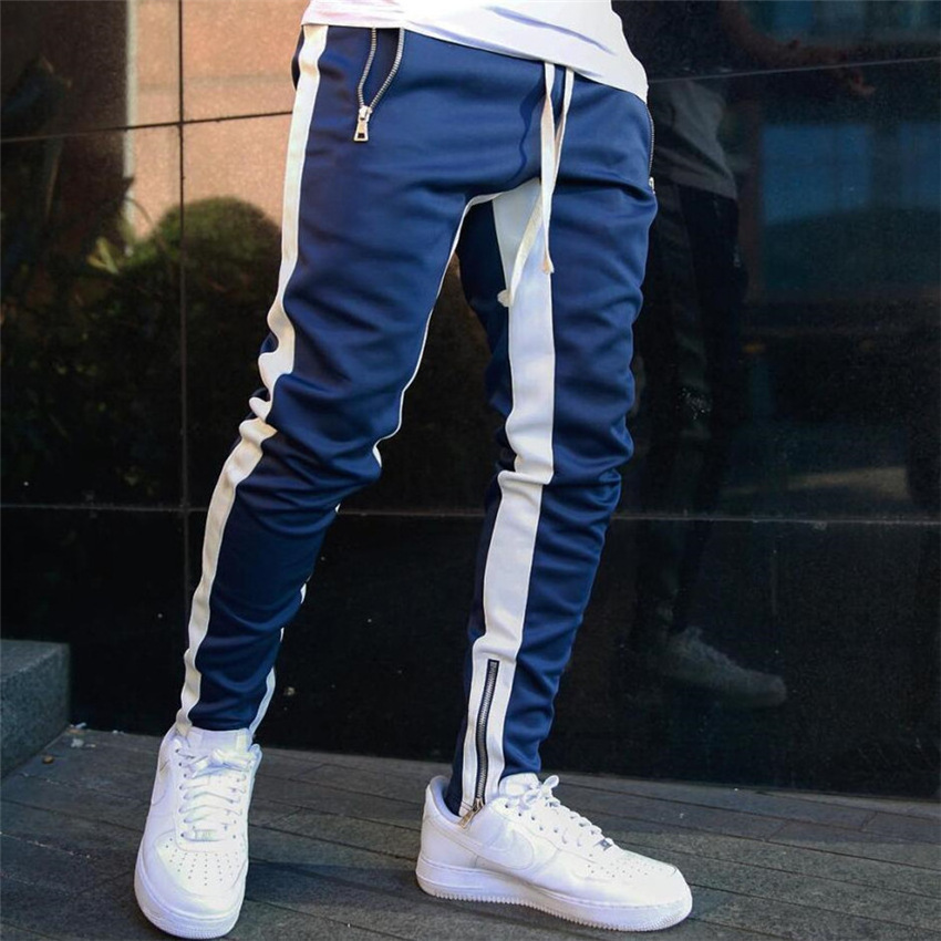 Men Gym Sweat Workout Fitness Pants  Striped Sweatpants Joggers Slim Fitness Trousers Men Casual Long Track Pants