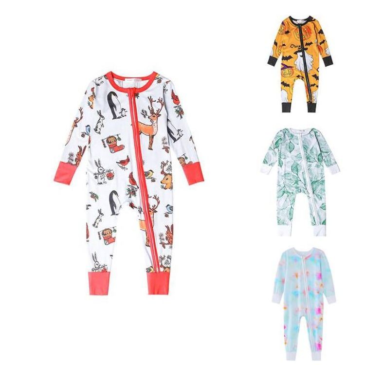 ODM Custom design High Quality Bamboo Fiber Fabric baby clothing sets newborn baby Printing Long sleeve Unisex baby rompers