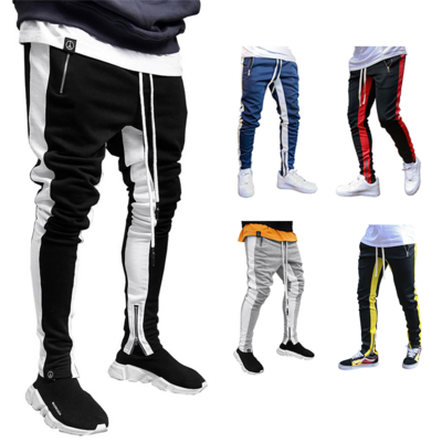 Men Gym Sweat Workout Fitness Pants  Striped Sweatpants Joggers Slim Fitness Trousers Men Casual Long Track Pants