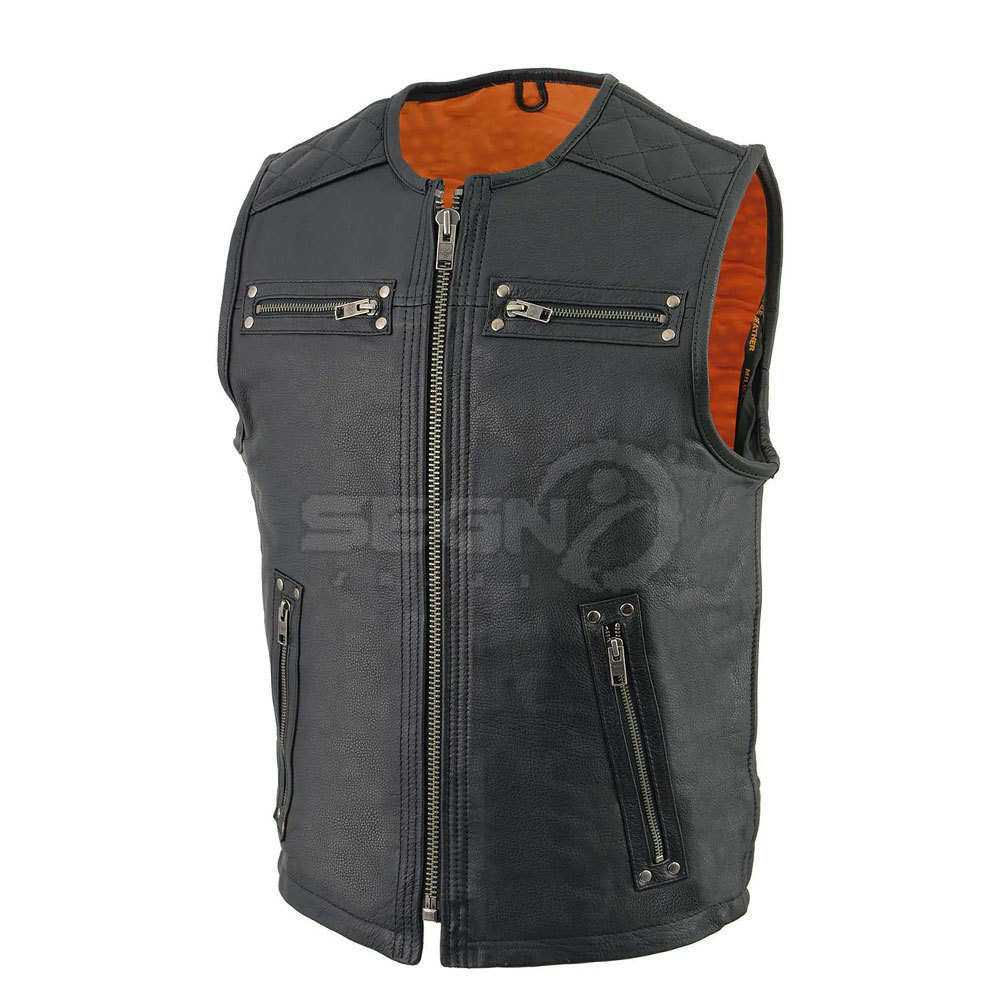 High Street Style Leather Vest Quick Dry Breathable 100% Solid Leather Vest Fashionable Reasonable Price