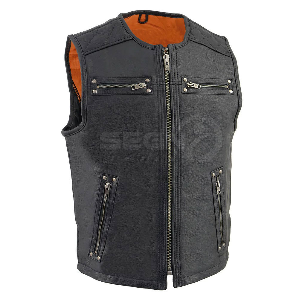 High Street Style Leather Vest Quick Dry Breathable 100% Solid Leather Vest Fashionable Reasonable Price