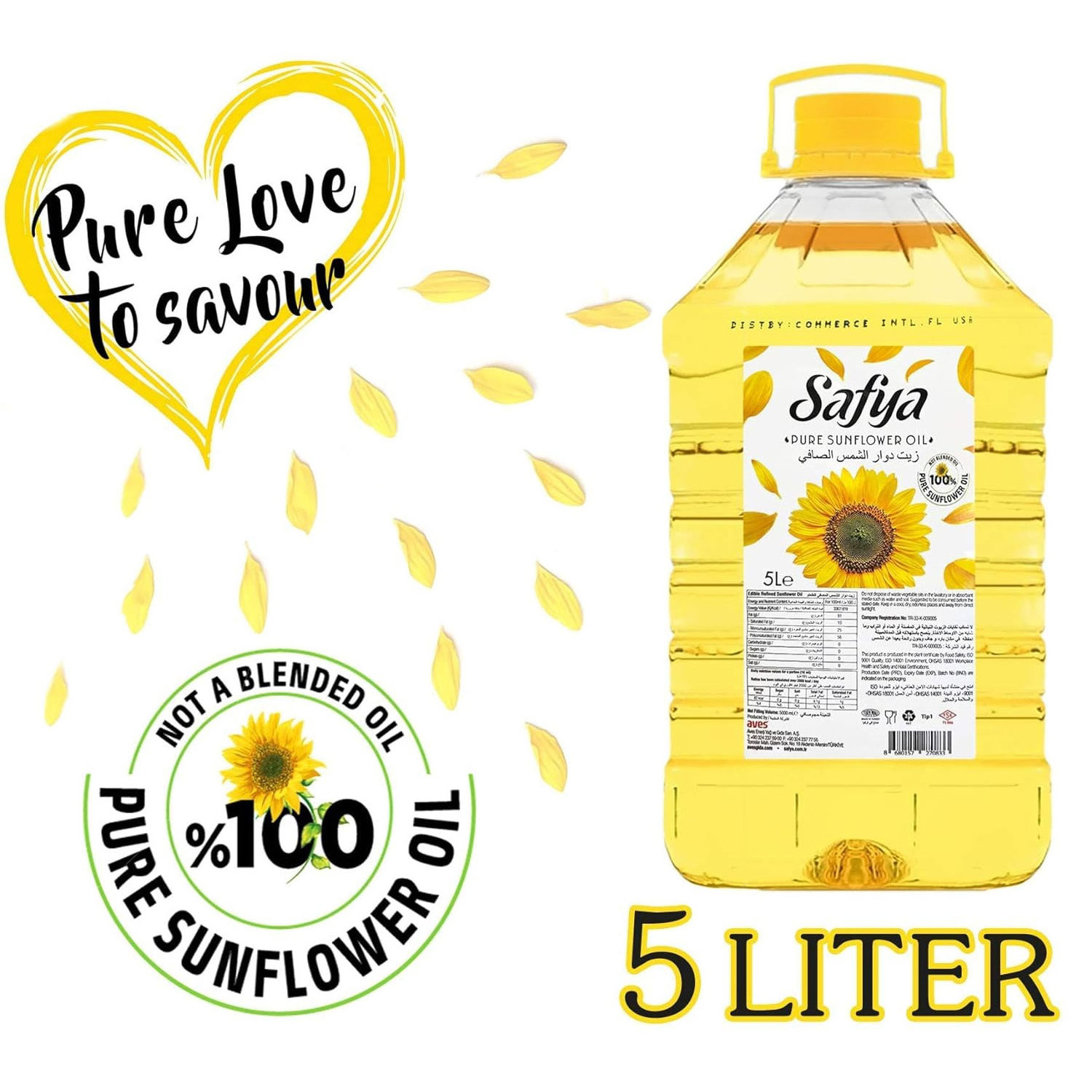 100% Pure Sunflower Oil - High-Quality 5L (1.32 Gallon) Bulk Pack for Culinary Excellence Bulk Supplier