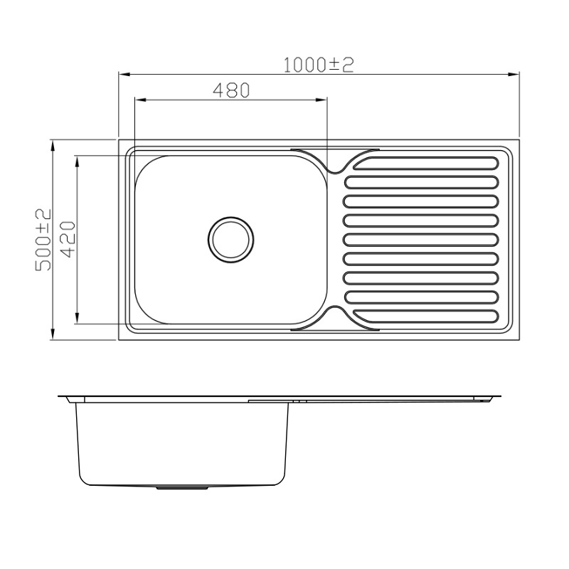 Stylish Stainless Steel Single Bowl Pressed Sink for Kitchen with tray 304 single bowl kitchen sink with drain board