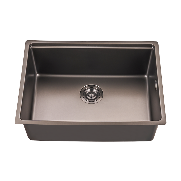 Wholesale PVD black Big Single Bowl Kitchen Sink Stainless Steel with drain basin and drain basket