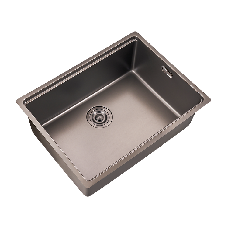 Wholesale PVD black Big Single Bowl Kitchen Sink Stainless Steel with drain basin and drain basket