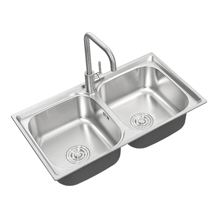 Large capacity stainless steel double disc easy to clean kitchen sink with faucet