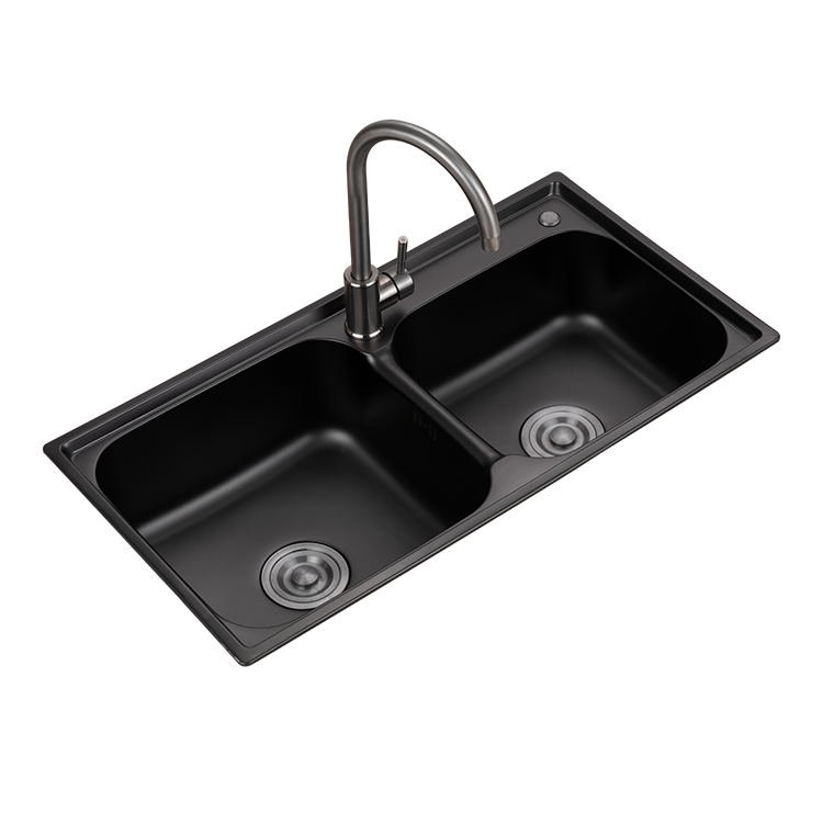 Large capacity stainless steel double disc easy to clean kitchen sink with faucet