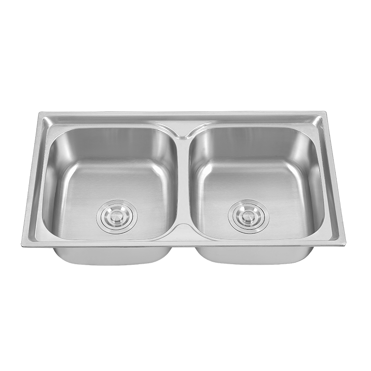 Large capacity stainless steel double disc easy to clean kitchen sink with faucet