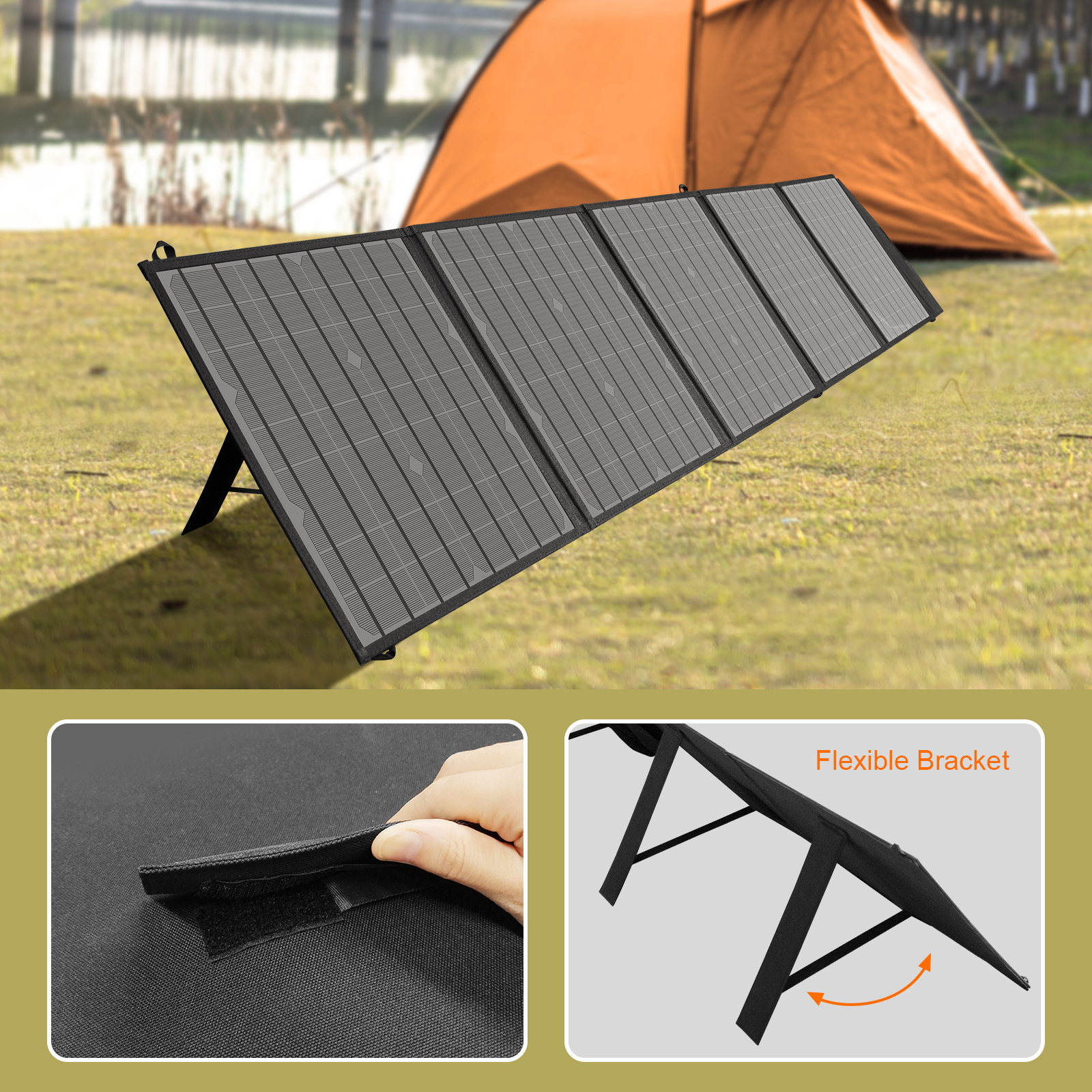 100w portable foldable monocrystalline silicon 100 watt folding solar panel with adapter cord