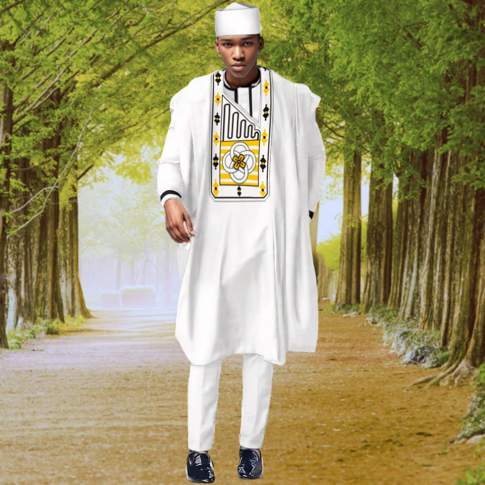 D0829TA30 H & D African Couple Wear African Traditional Clothing Royal Wear Clothing White Wedding Dress