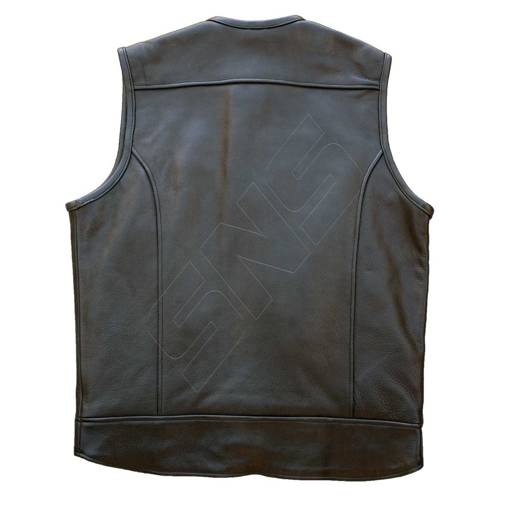 New Custom Made Men Utility Vests High Quality Fashion Wholesale Multi Pocket Tactical Leather Motorcycle Vest for Man