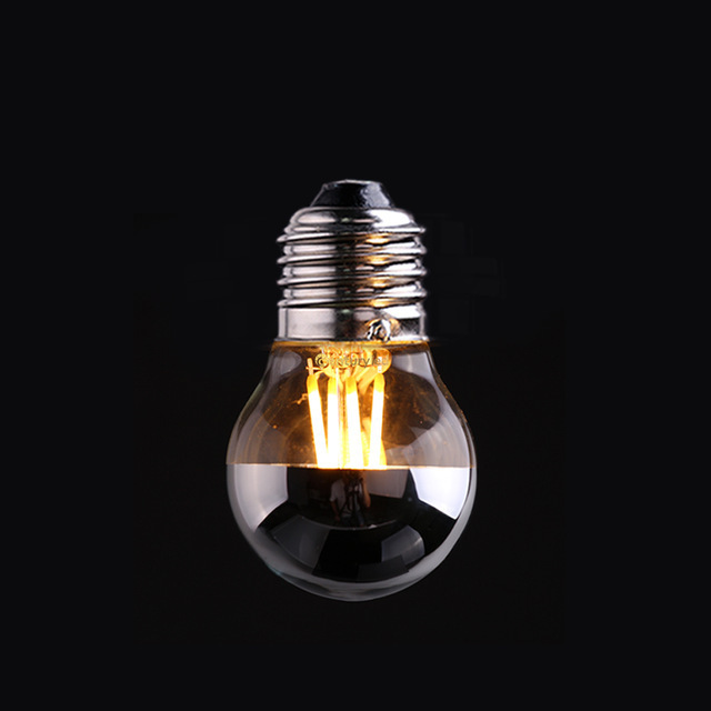 Half Chrome Light Bulb G45 E27 LED Filament Vintage Edison Bulb  for Bathroom Kitchen Living Room