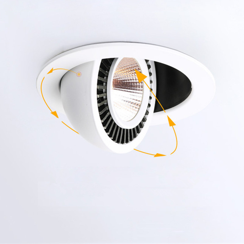 Round Shape 360 Angle Adjustable LED COB Recessed Downlight Black/White 7W 10W 12W LED Ceiling Spot Light