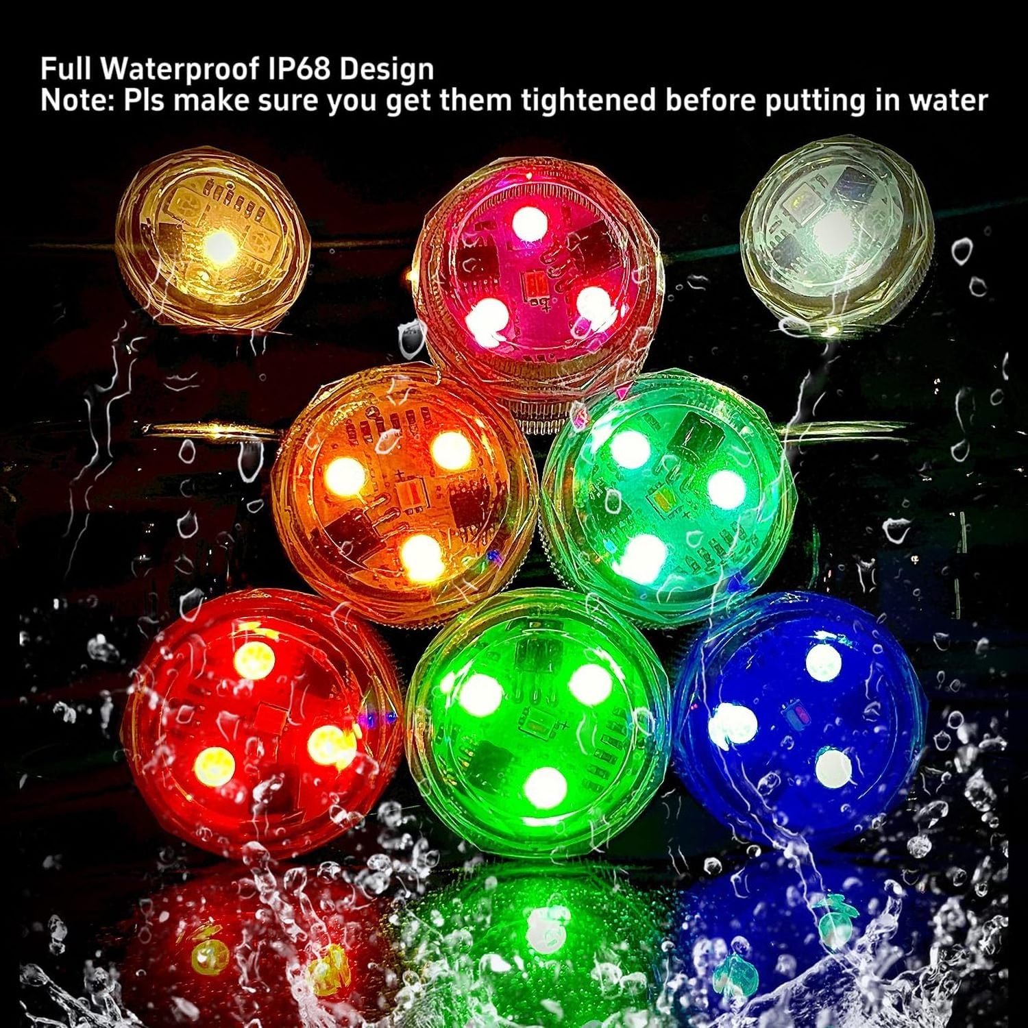 Mini Submersible LED Light, Small Waterproof LED Tea Light Candle with Remote Control Battery Powered, RGB Color Changing