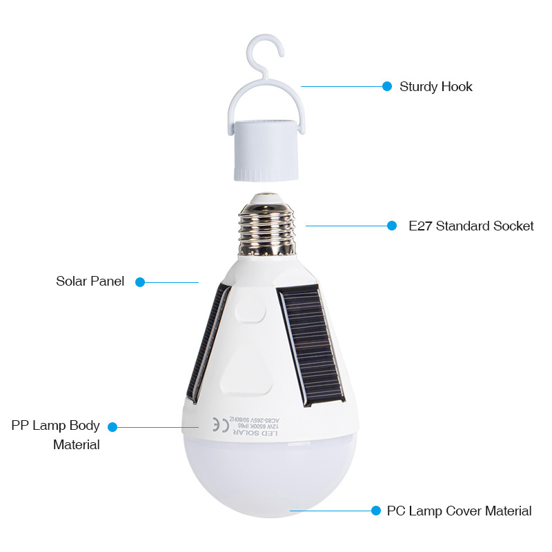 Outdoor Portable Emergency 4 To 6 Hours Energy Saving Bulb Lights Led Camping Rechargeable Solar Outdoor Lamp