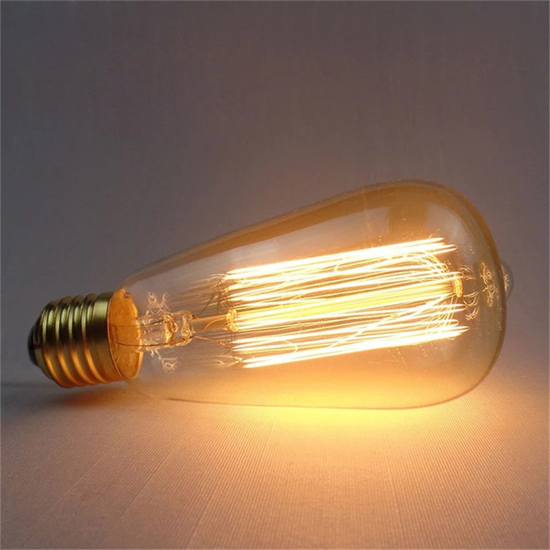 Vintage ST64 Tungsten Filament Incandescent Bulb Glass Body Retro Edison Bulb 20W 40W 60W Lamp For Decoration