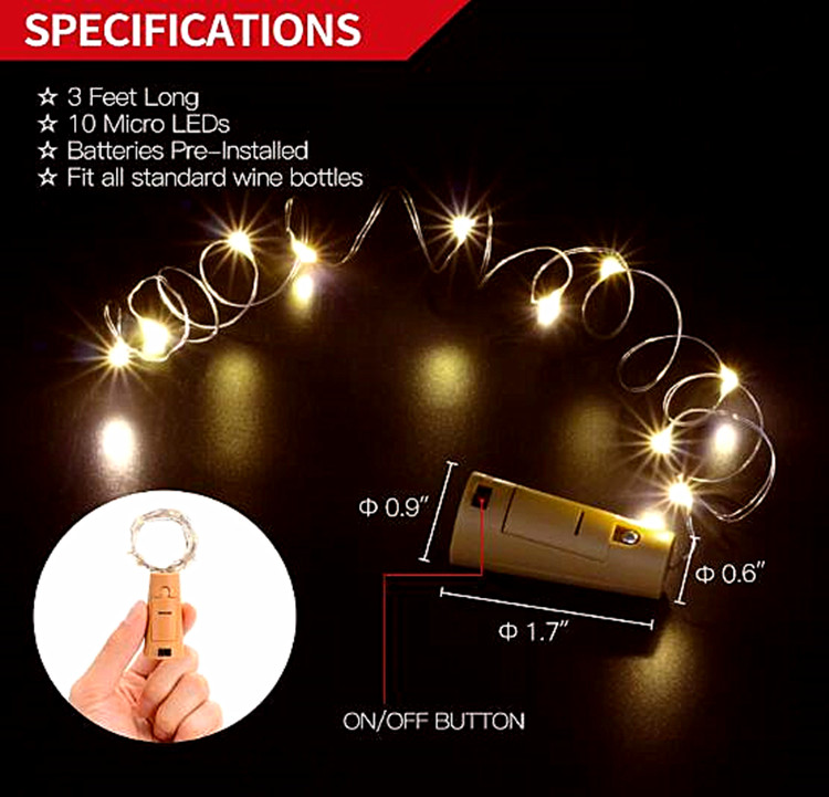 2M LED Wine Bottle Lights Cork Battery Powered Garland DIY Christmas String Lights For Party Halloween Wedding Decoration