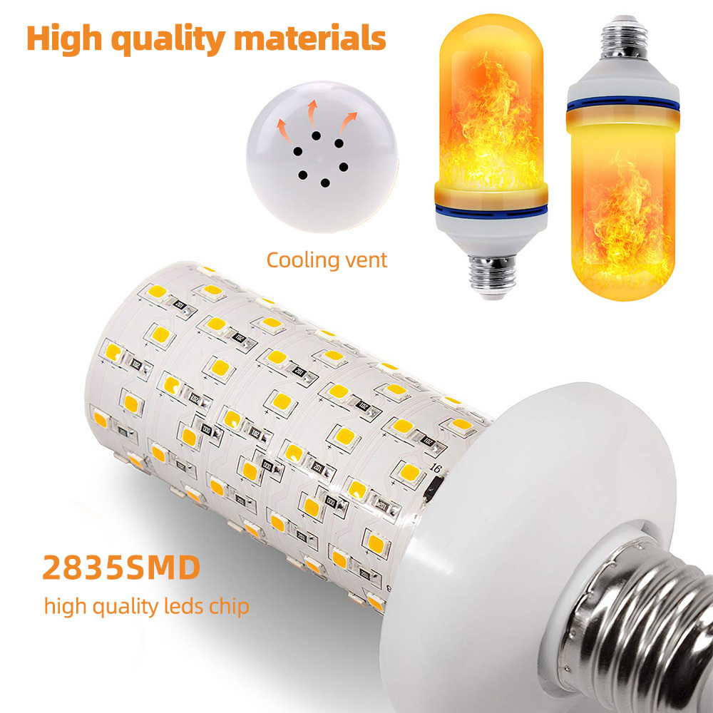 LED E27 Flame Bulb Fire E14 lamp Corn Bulb Flickering LED Light Dynamic Flame Effect 3W 5W 7W 9W 110V-220v for Home Lighting