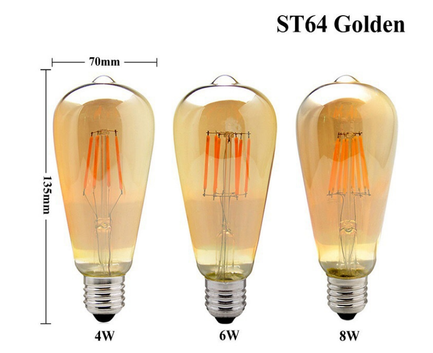 Vintage LED Long Filament Bulb 4W Warm White Edison Classic ST19 ST64 Dimmable