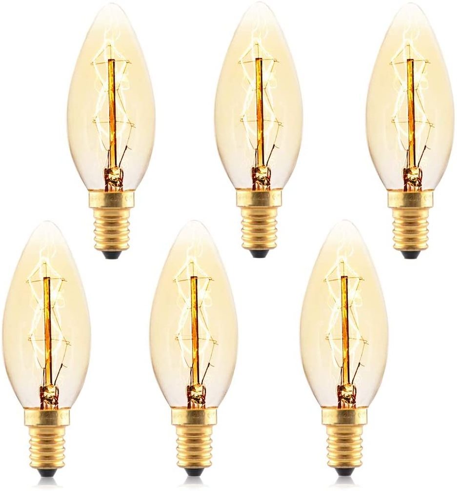 Vintage 40W LED Candle Light C35 Shape Flame E14 Candelabra Base Warm White 2700KTungsten filament lamp