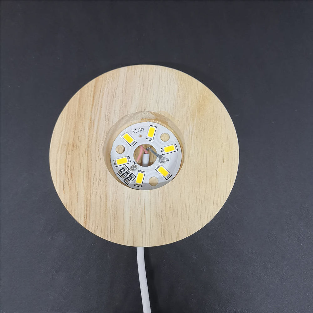 Diy Acrylic Visual Lamp Led Night Light usb erasable white luminous mini led Round Wooden luminous Base