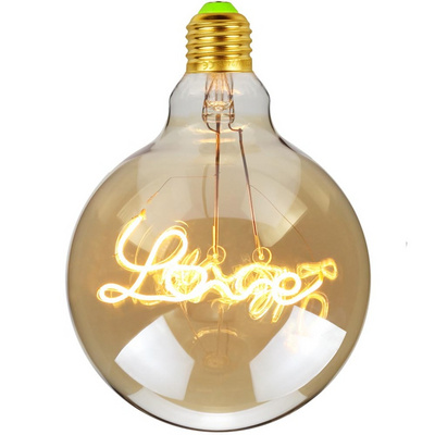 Globe Led Soft Filament Lamp RGB 2.4w G95 G125 Love Edison Retro LED Light  Home Shape Bulb For Decorative Lighting