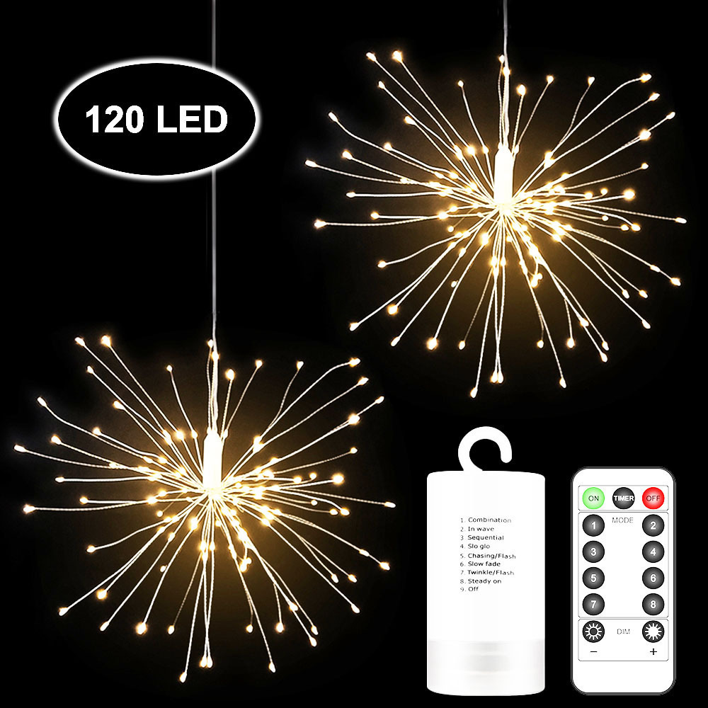 Copper Wire Battery Operated Hanging Fairy Lights with Remote Timer Christmas Decorative Lights for Party Patio Indoor Outdoor