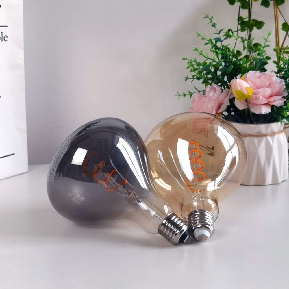 R160A Amber Smoke Clear Glass edison bulb e27 4W Soft Filament Large Edison Bulbs