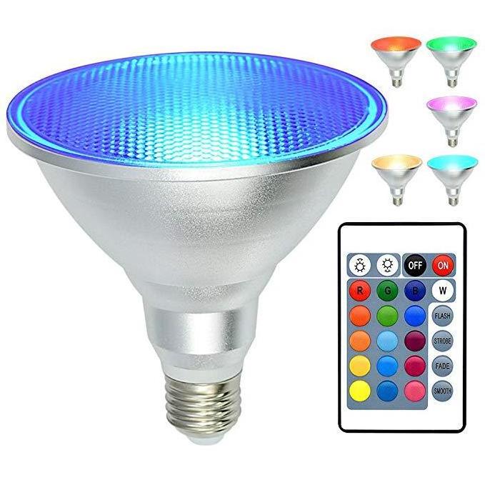 PAR38 LED Light Bulb 30W RGB+Warm White Flood Light Indoor/Outdoor Dimmable Color Changing Spotlight with Remote Control