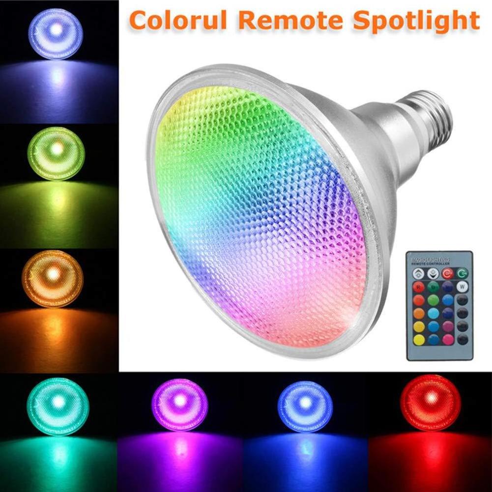 PAR38 LED Light Bulb 30W RGB+Warm White Flood Light Indoor/Outdoor Dimmable Color Changing Spotlight with Remote Control