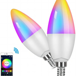 Tuya Smart Wifi Led Bulb E14 Rgb Cw Dimmable Led Lamp Voice Control Bulb 5w Candle Work With Alexa Google Home Assistant