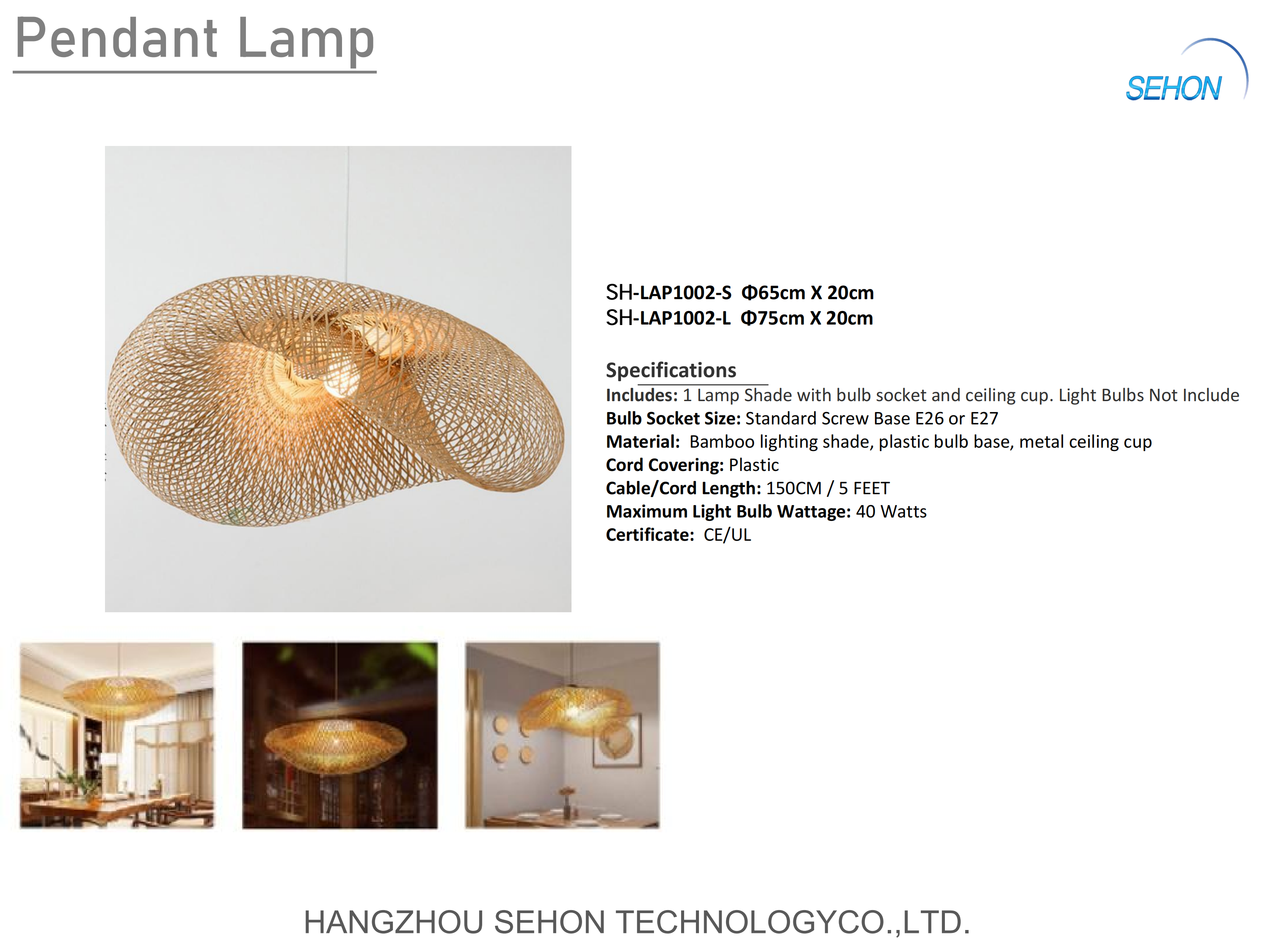 Rattan Wicker Craft Lampshade Handmade Hanging Lights E27 Base Chandelier Indoor Hallway Round Ceiling Pendant Light