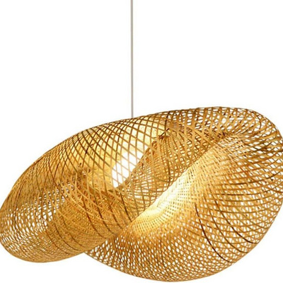 Rattan Wicker Craft Lampshade Handmade Hanging Lights E27 Base Chandelier Indoor Hallway Round Ceiling Pendant Light