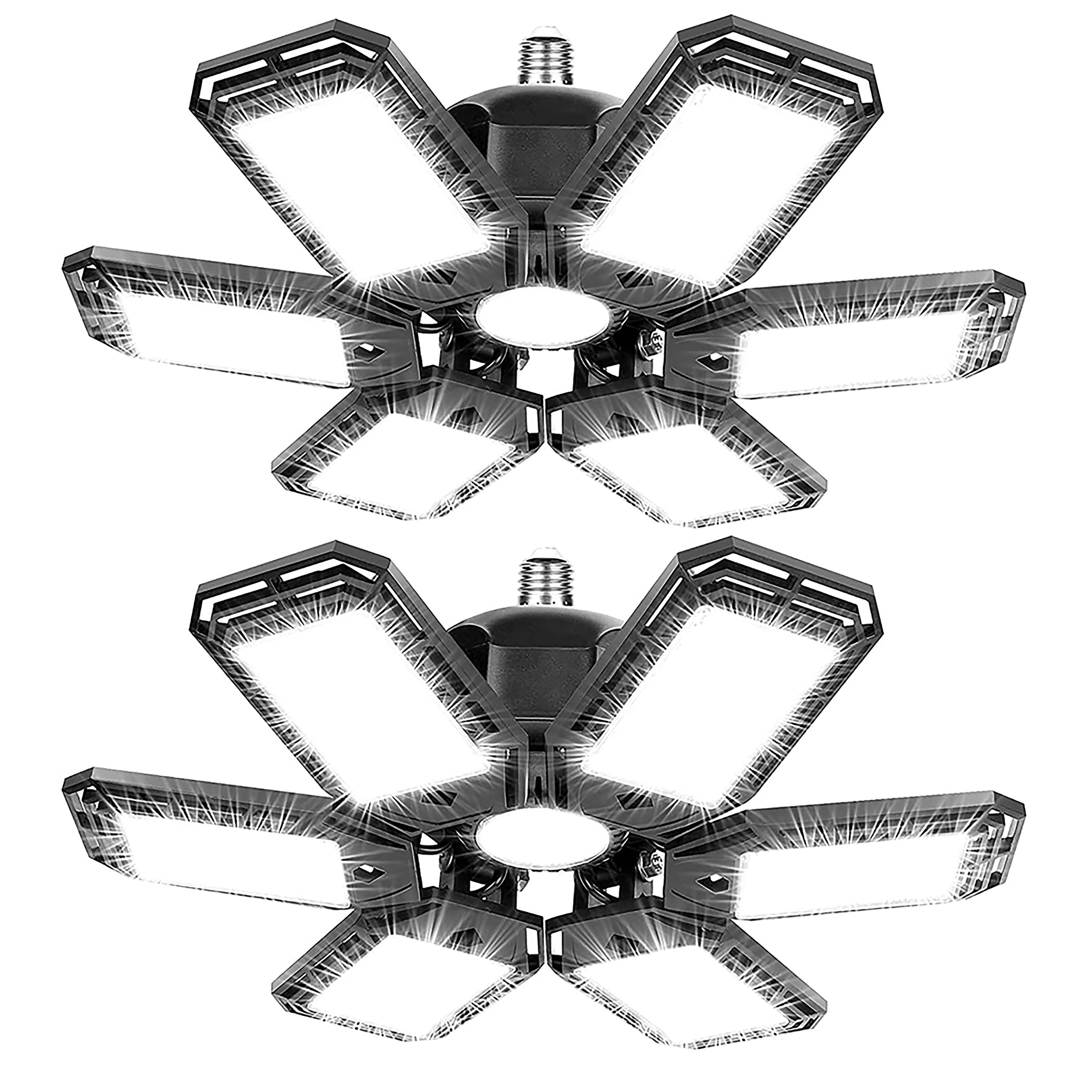 E26 Deformable Led Garage Ceiling Lights 6500K Daylight White With 6 Adjustable Panels For Garage, Barn, Workshop, Warehouse