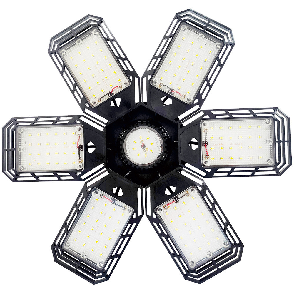 E26 Deformable Led Garage Ceiling Lights 6500K Daylight White With 6 Adjustable Panels For Garage, Barn, Workshop, Warehouse