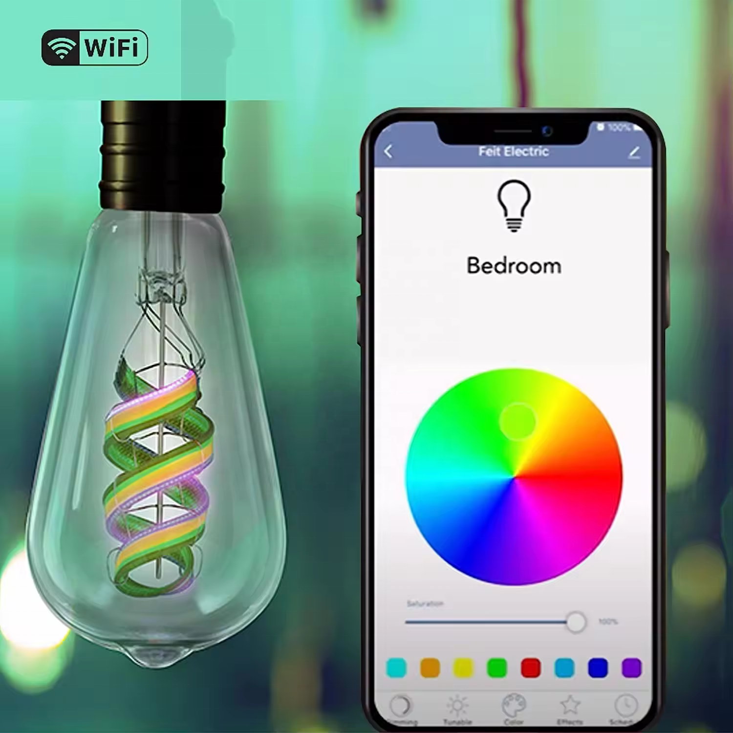 Smart LED Filament Bulb ST64 RGB LED Lights APP Control Voice Control Works With Alexa Google Assistant