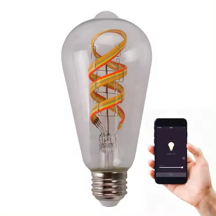 Smart LED Filament Bulb ST64 RGB LED Lights APP Control Voice Control Works With Alexa Google Assistant