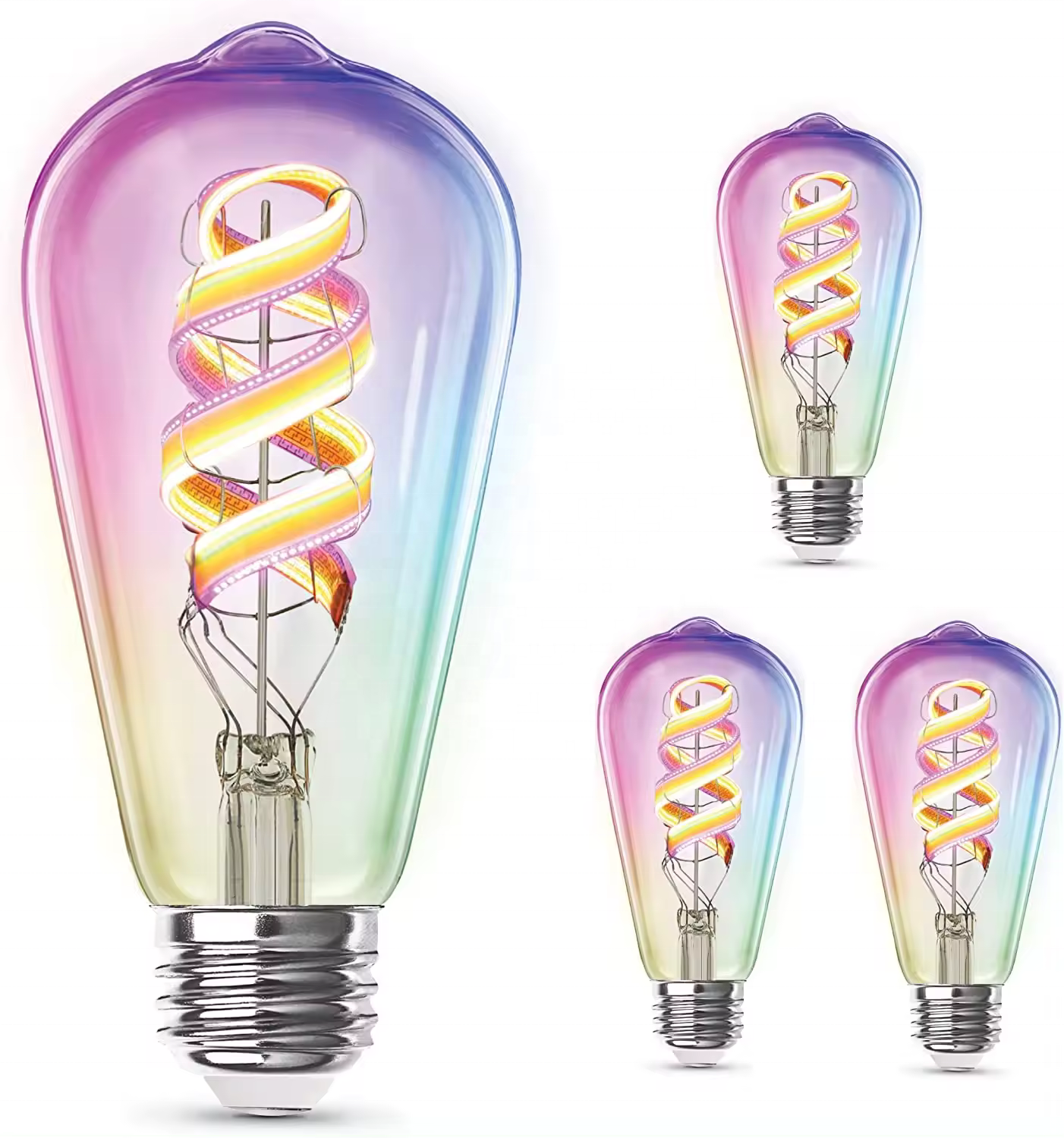 Smart LED Filament Bulb ST64 RGB LED Lights APP Control Voice Control Works With Alexa Google Assistant