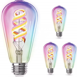 Smart LED Filament Bulb ST64 RGB LED Lights APP Control Voice Control Works With Alexa Google Assistant