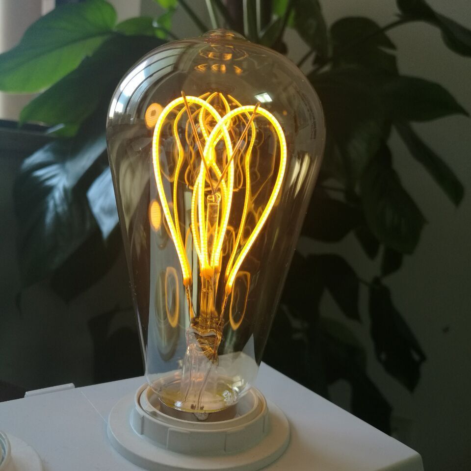 clear amber smoke glass light bulb ST64 sprial filament dimmable antique edison bulb st64