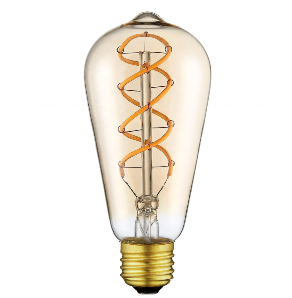 clear amber smoke glass light bulb ST64 sprial filament dimmable antique edison bulb st64