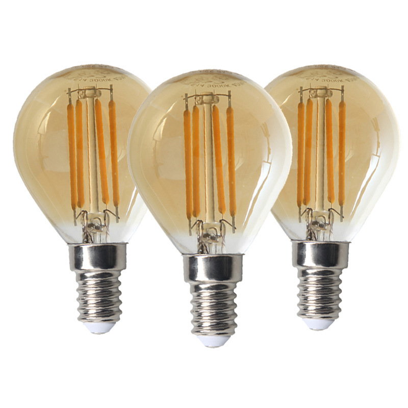 Dimmable G45 LED String Light Bulb Amber Glass 2W Vintage Edison Light for Garden Home Pendant Light