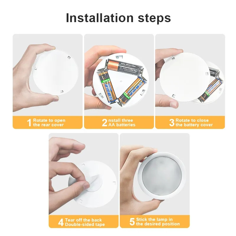 Led Lights With Remote Control Wireless Dimmable Stick On Lights 3 AA Battery Operated Push Lights