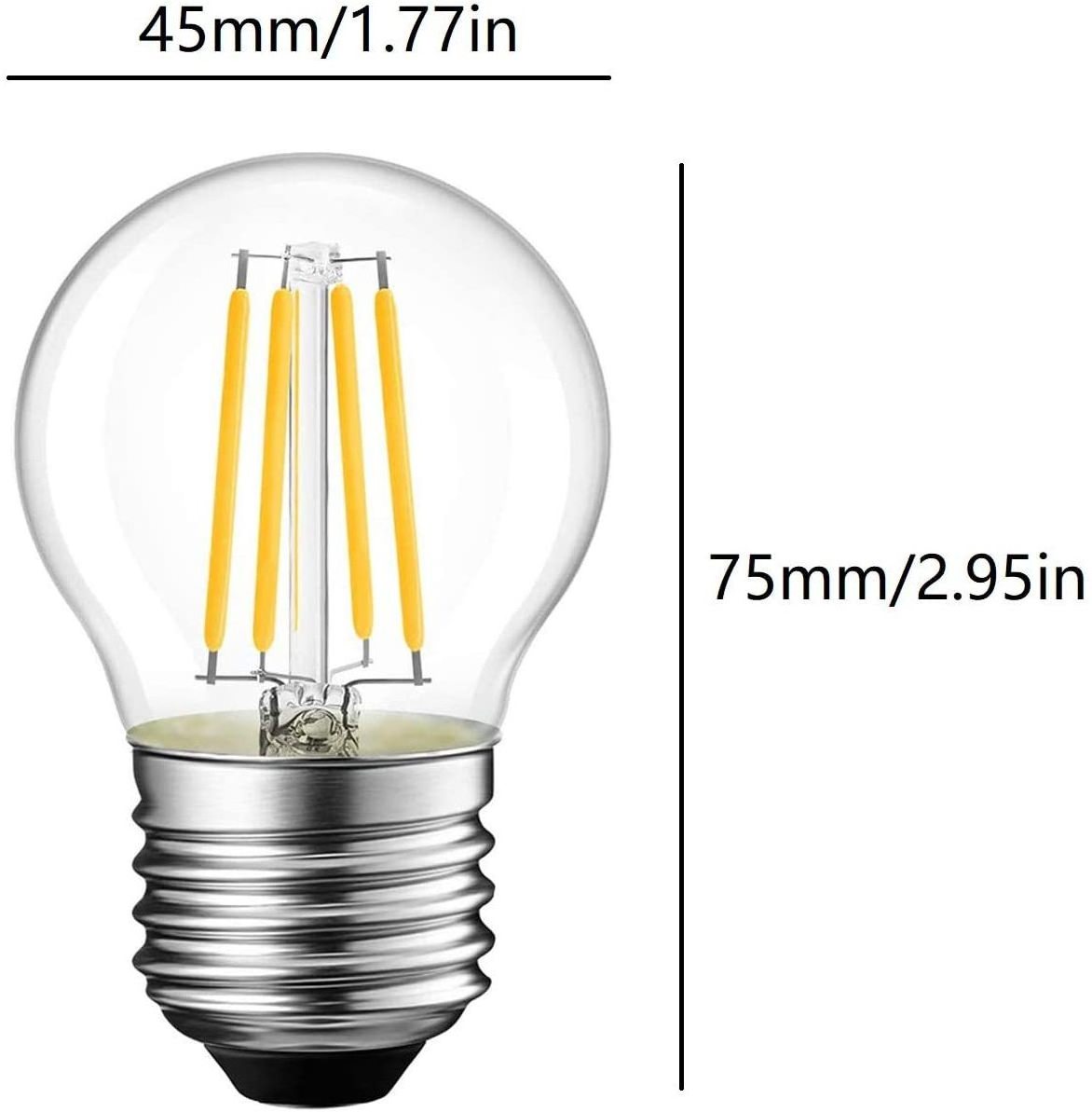 G45 E26 Edison LED Filament Globe Bulb 4W High Output Warm White Light Non-Dimmable for Home Pendant Antique Light Fixtures