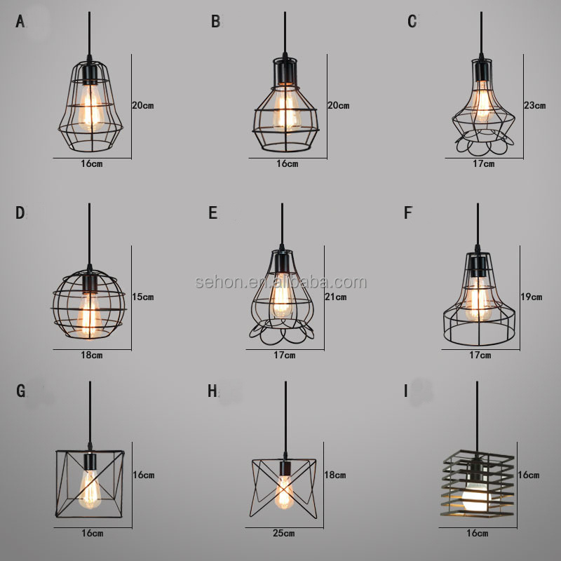 Black Pendant Lights Metal Cage Chandelier House Light for Kitchen Island Light Fixtures