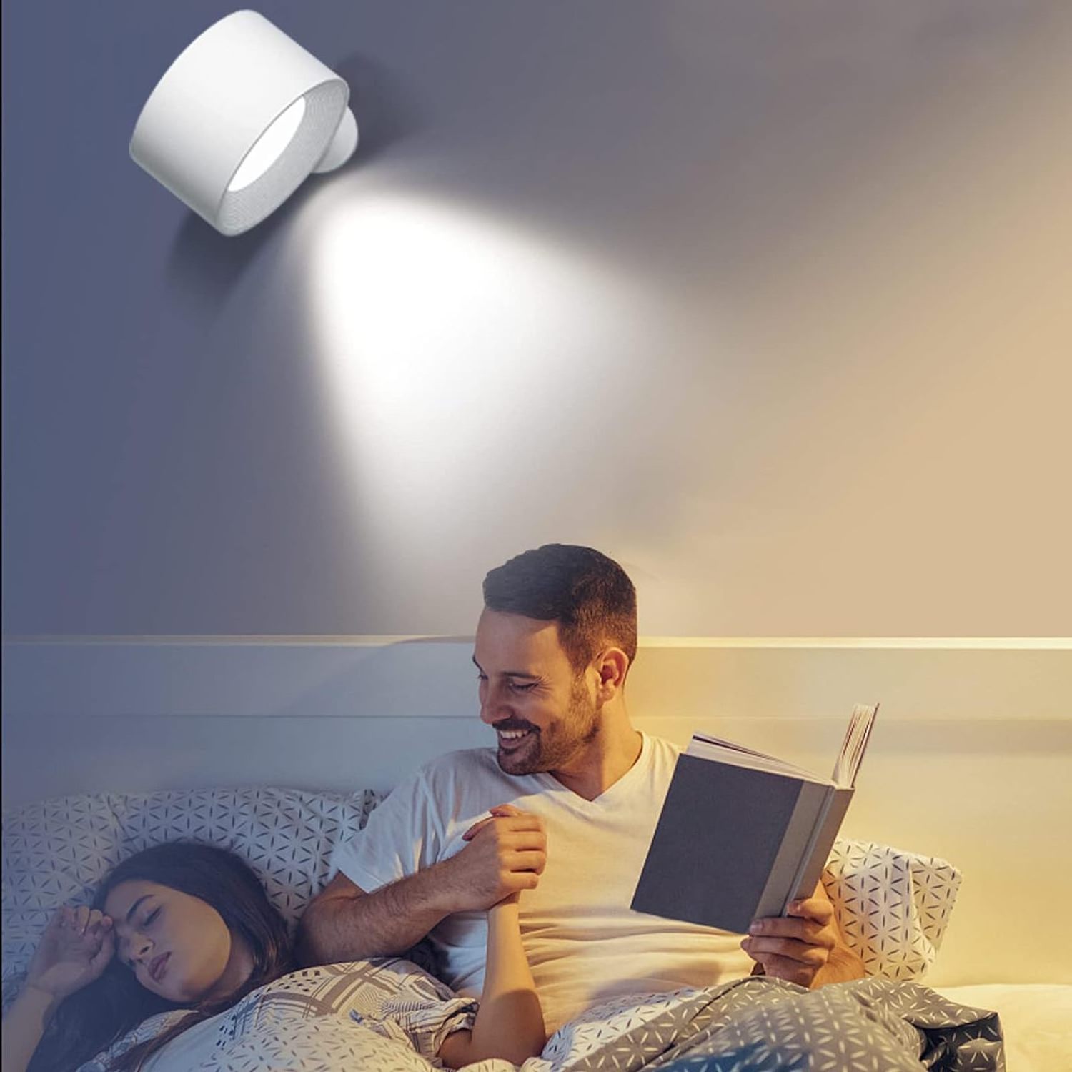 Rechargeable LED Wall Lamp Touch Dimming Table Lamp Magnetic Night Light Eye Protection Reading Lamp 360 Rotating Bedside Light