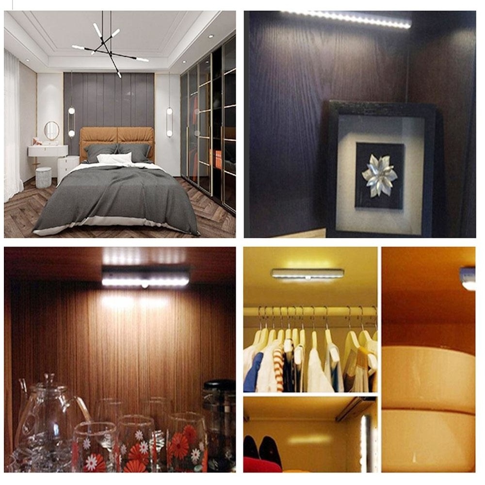 6 LEDs led under cabinet light warm white lights 3AAA Battery operated motion sensor closet kitchen cabinet lights